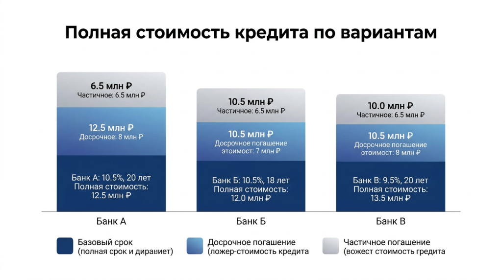 Полная стоимость кредита по вариантам